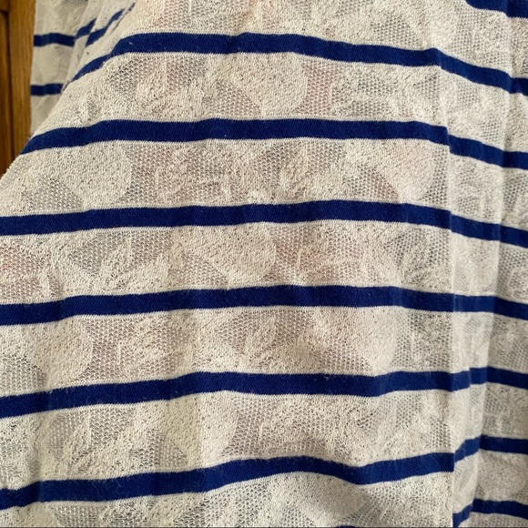 LUCKY BRAND • Semi Sheer Lace Look Striped Top - Size L - Picture 8 of 16